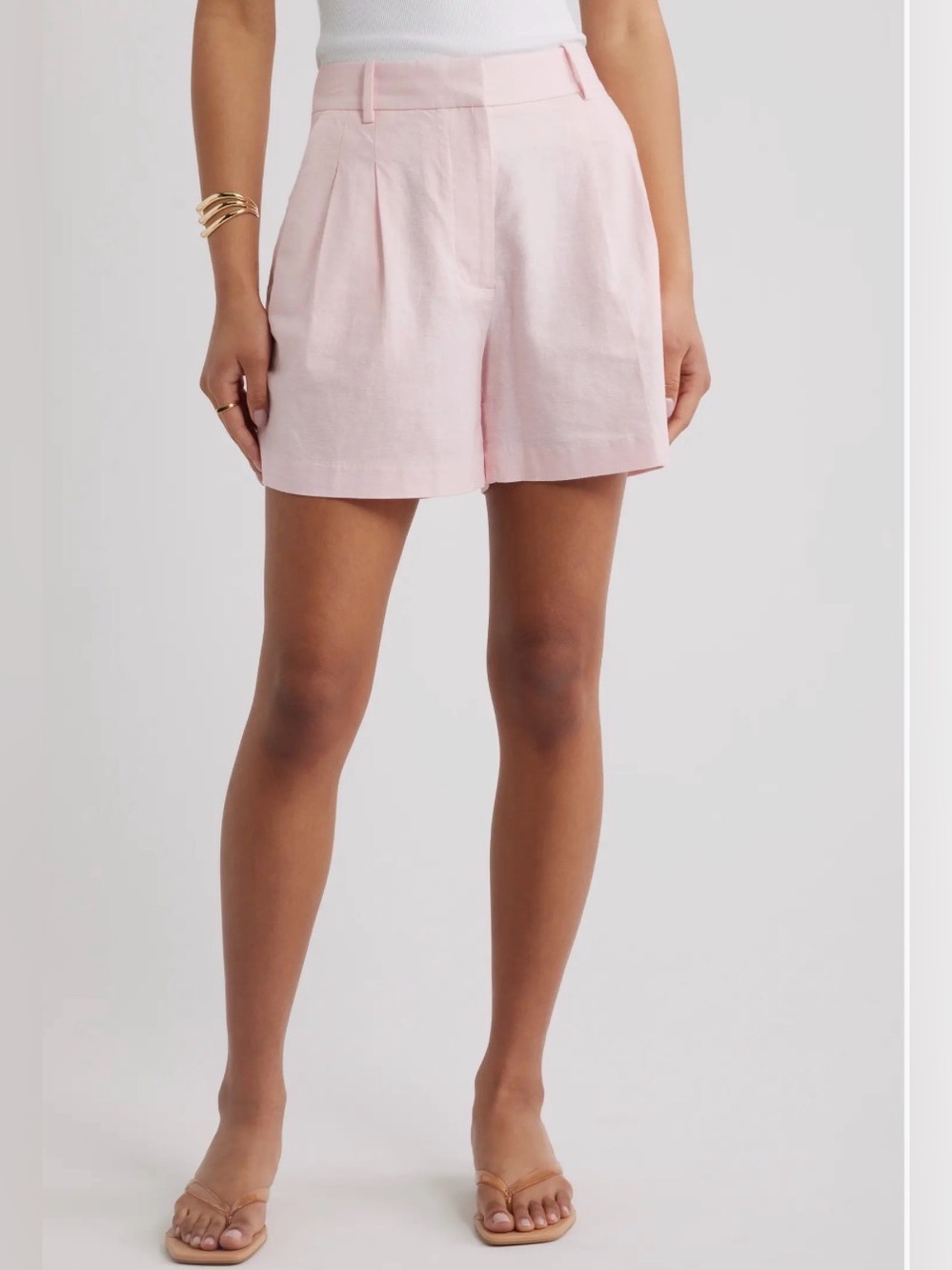 Open Edit Pleated Linen Blend Shorts